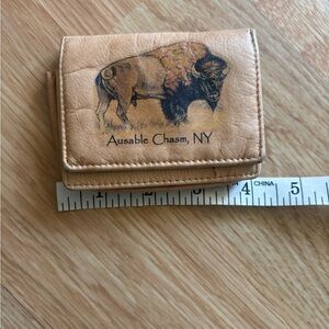 4 for $20 Tan Leather Wallet with Bison Print
